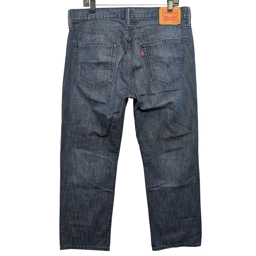 Levis 559 Relaxed Straight Jeans Mens 36x32 Dark Wash Blue Denim 00559-0229 - Picture 3 of 14